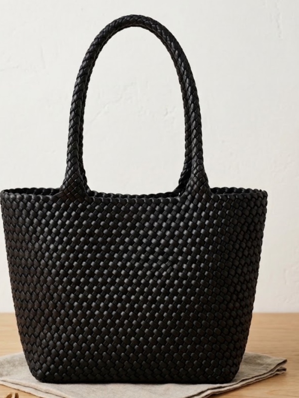 Vegan Leather Woven Black Tote Should Bag